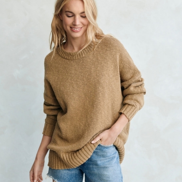 Jenni Kayne Cruise Cocoon Crewneck Sweater Safari Tan Small/Med Oversized! EUC! - Picture 2 of 12